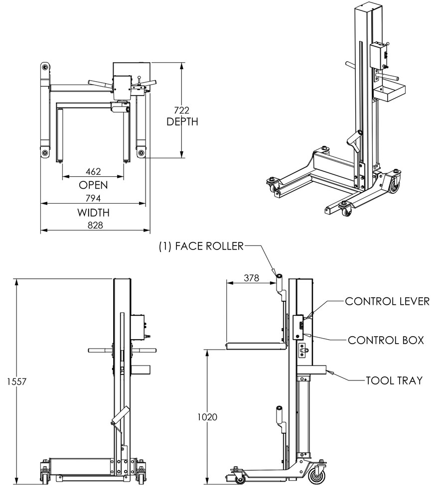 K&L K2600 Pneumatic Portable Mobile Tire & Wheel Lift