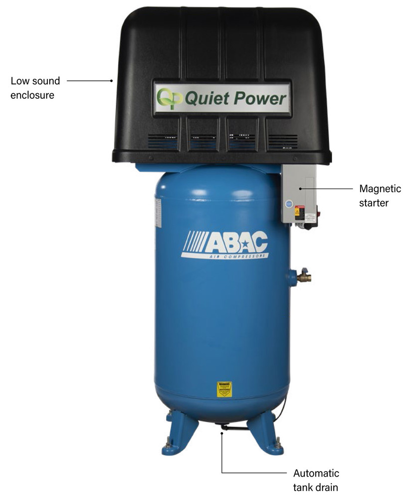 ABAC AB5-2180VQP 5HP 80G Vertical Quiet Power 2-Stage Air Compressor