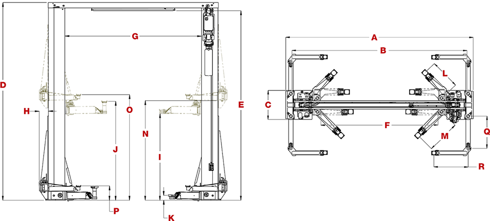 BendPak OctaFlex 12DPS 2 Post Lift 12,000 lb & 6,000 lb w/Auxiliary Lift-Assist System