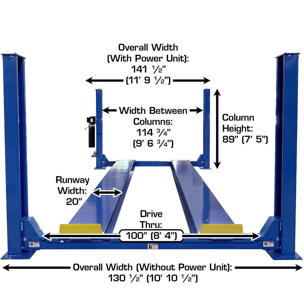 Atlas® PRO14KCF-EXT Extra Long 14,000 lbs 4 Post Lift w/Alignment Kit