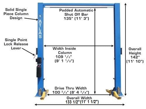 Atlas Automotive Equipment 9OHSC (SS) Symmetric 2 Post
