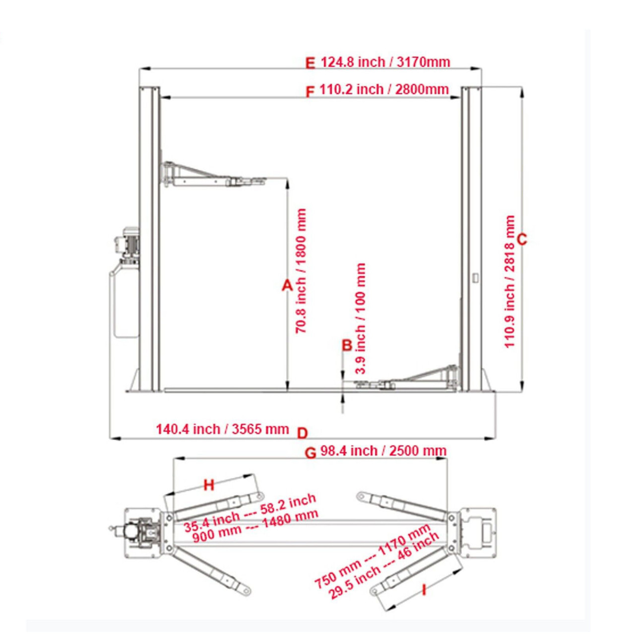 Katool KT-H105 Symmetric 10K 2 Post Floor Plate Lift | Best Buy
