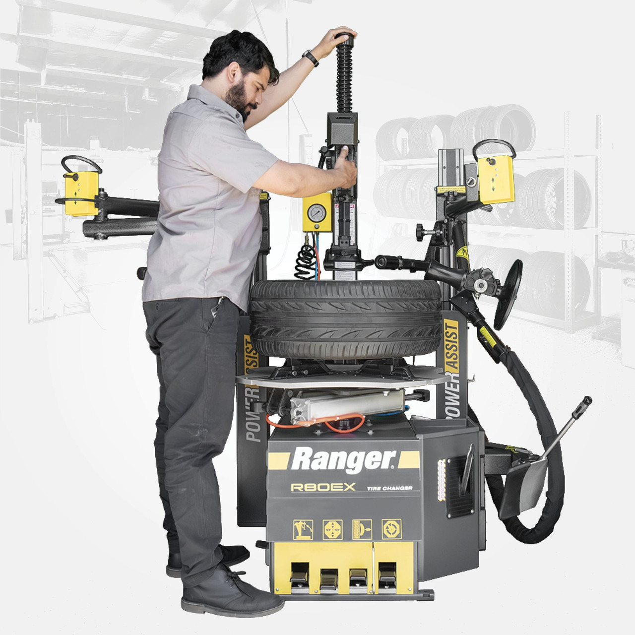 R80EX Tilt Back Dual-Tower Assist Tire Changer w/ 34in