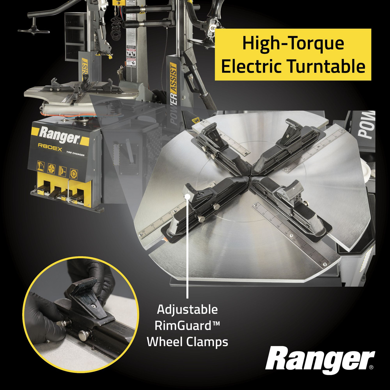 R80EX Tilt Back Dual-Tower Assist Tire Changer w/ 34in