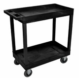 Luxor EC11SP5-B Black Two Tub Shelf Cart w/ 5" Casters