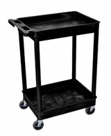 Luxor STC11-B Black 2-Shelf Utility Tub Cart