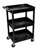 Luxor STC111-B Black 3-Shelf Tub Cart