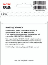 Autel MD600CV Total Care Program Card