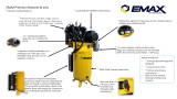EMAX ESS07V080Z1 Max Flo 7.5HP 3CYL Two Stage 35CFM 80G Air Compressor