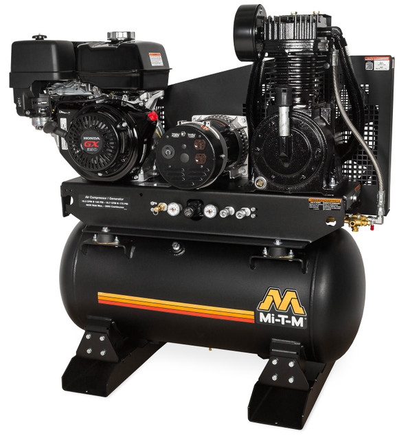 Mi-T-M AG2-SH13-30ME 30-Gallon Two Stage Gas Compressor / Generator w/Honda Engine & Elec Start