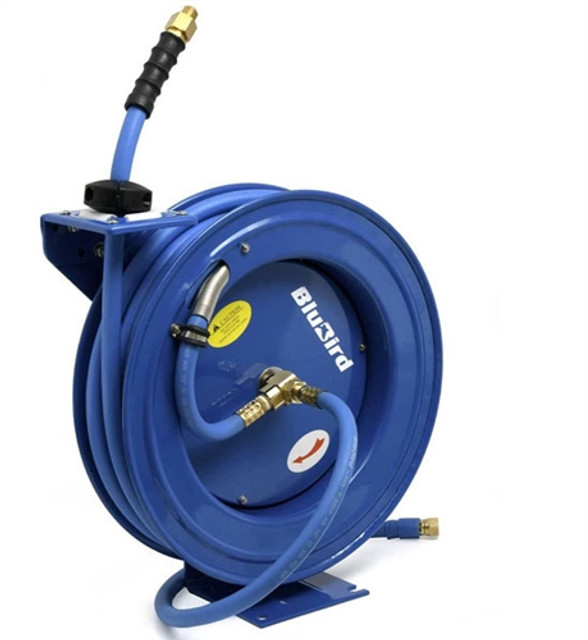 BluBird BBRHD1250 1/2" x 50 Ft. Retractable Steel HD Air Hose Reel BluBird BBRHD1250 1/2" x 50 Ft. Retractable Steel HD Air Hose Reel