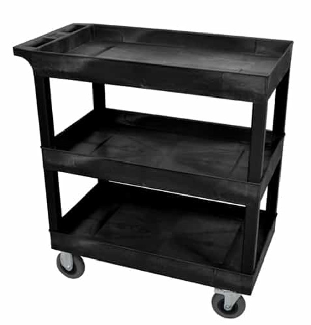 Luxor EC111SP5-B Black Three Tub Shelf Cart w/ 5" Casters Luxor EC111SP5-B Black Three Tub Shelf Cart w/ 5" Casters