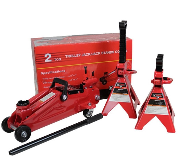 K Tool 6307A 2 Ton Trolley/Jack Stands Combo K Tool 6307A 2 Ton Trolley/Jack Stands Combo