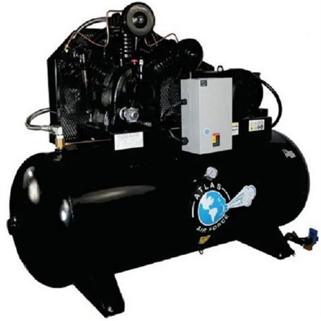 Atlas® MPAF10-1PH Two Stage Single Phase 120 Gallon 10HP Horizontal Air Compressor w/Plus Package Atlas® MPAF10-1PH Two Stage Single Phase 120 Gallon 10HP Horizontal Air Compressor w/Plus Package