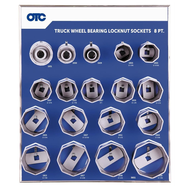 OTC 9851A 18pc 8pt Wheel Bearing Locknut Socket Display