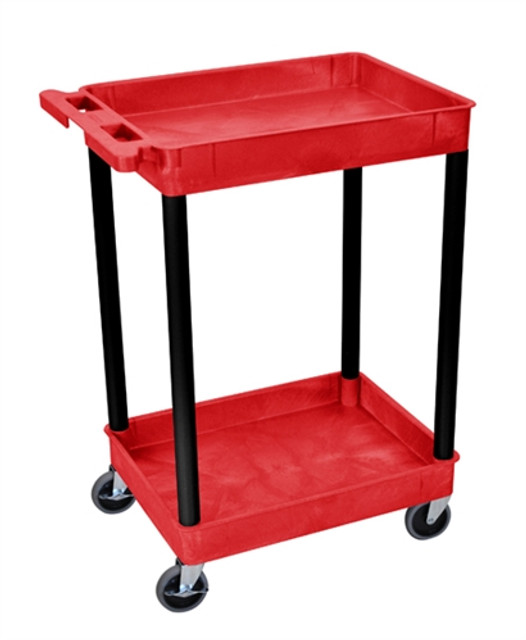 Luxor RDSTC11BK Red 2-Shelf Utility Tub Cart /Black Legs Luxor RDSTC11BK Red 2-Shelf Utility Tub Cart /Black Legs