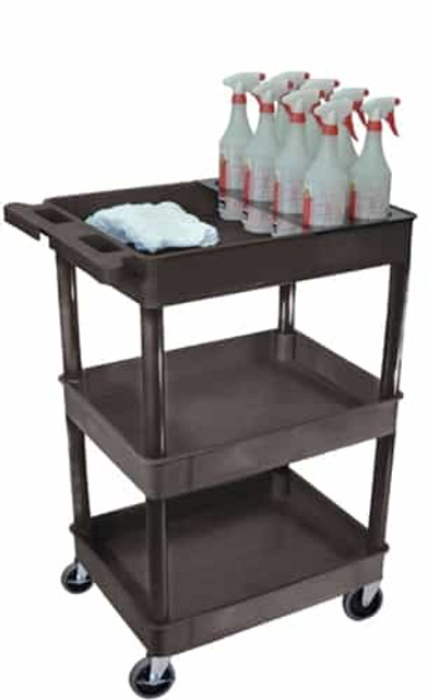 Luxor STC111H-B 3 Tub Shelves Cart w/Bottle Holder Luxor STC111H-B 3 Tub Shelves Cart w/Bottle Holder