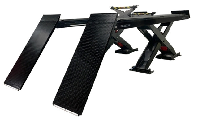 Challenger SX14-ER Surface Mount HD Extended Ramps Scissor Alignment Lift Package 14,000 lbs Challenger SX14-ER Surface Mount HD Extended Ramps Scissor Alignment Lift Package 14,000 lbs