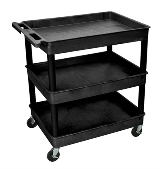 Luxor TC111-B Black 3 Shelf Large Tub Cart Luxor TC111-B Black 3 Shelf Large Tub Cart