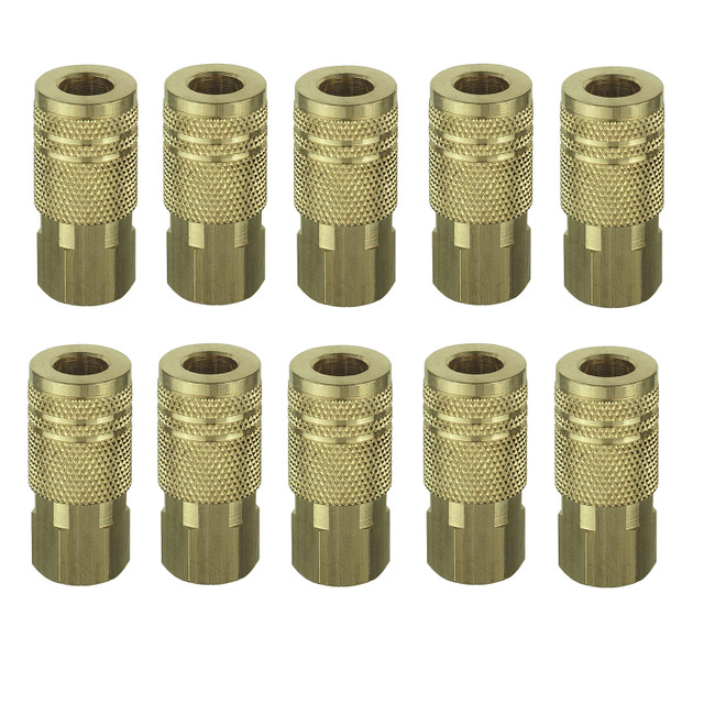 Amflo C20B 1/4" Coupler 1/4" Female Threads Brass Plated I/M Industrial- Pack of 10
