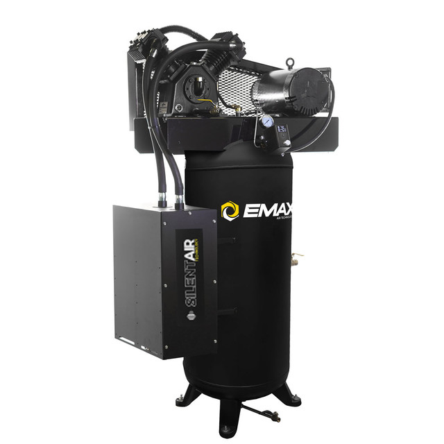 EMAX ESS05V060V1K Silent Air Industrial 5HP 2CYL Single Stage 19CFM 60G Air Compressor w/Kit
