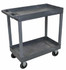 Luxor EC11SP5-G Gray Two Tub Shelf Cart w/ 5" Casters