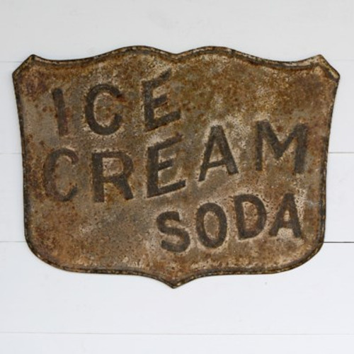 Embossed Metal Ice Cream Soda Sign