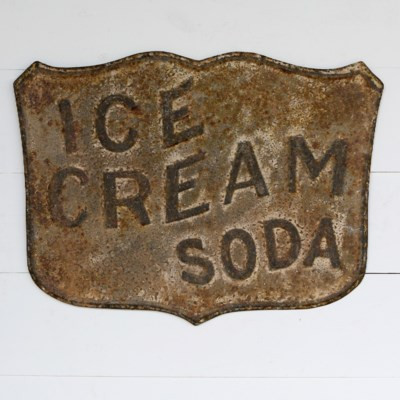 Embossed Metal Ice Cream Soda Sign