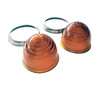 Early Amber Glass Front Indicator Lenses With Stainless Steel Bezels Pair 