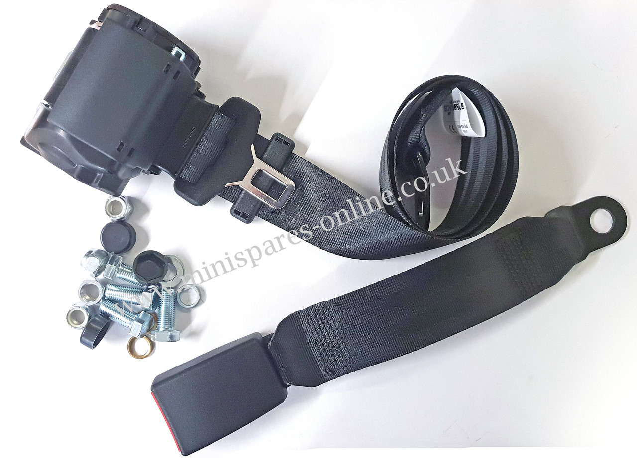 NEW Rear black seat belt for classic Mini Huddersfield Spares Limited