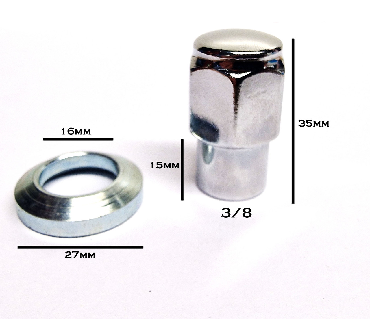 3/8 Nuts for Cobra superslots/Wolfrace wheels set of 16