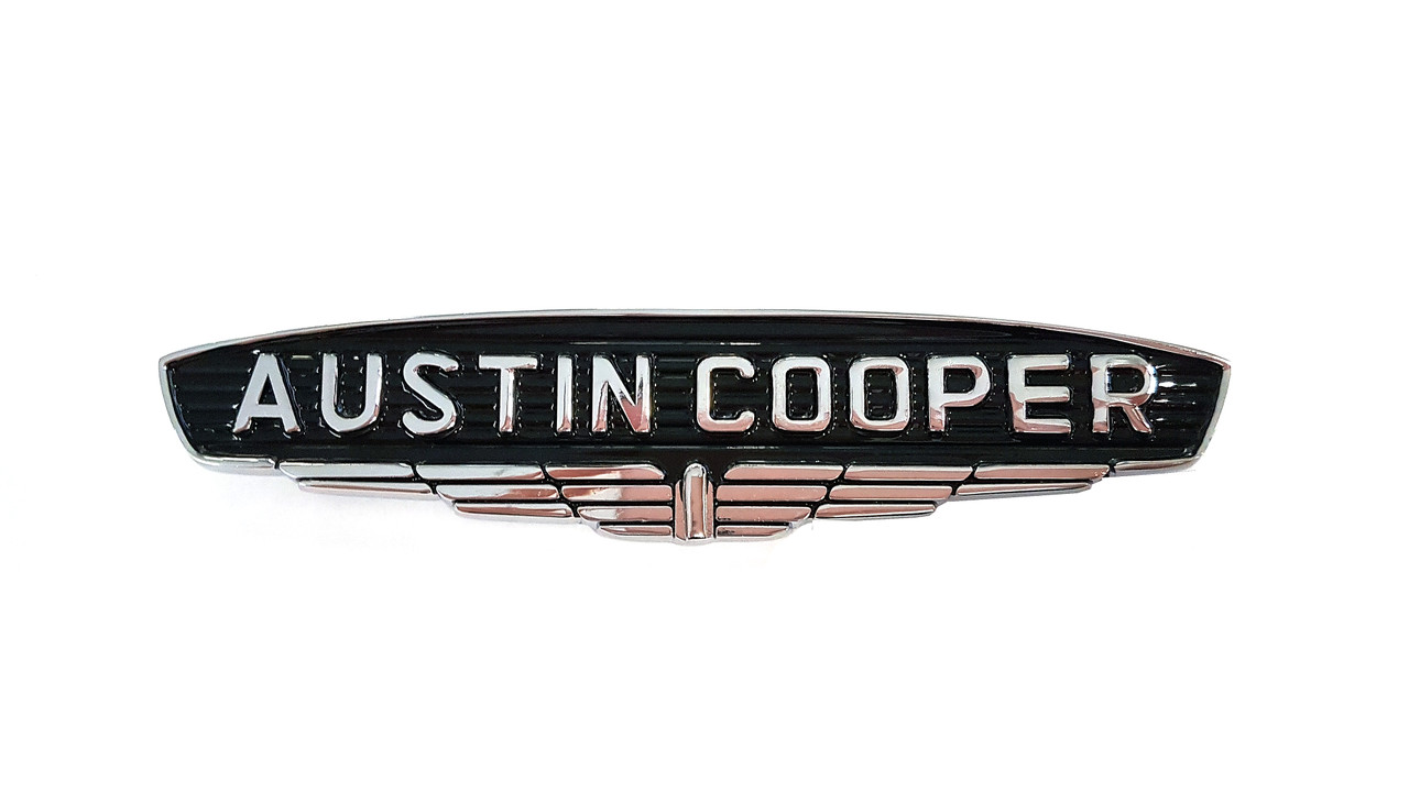 .Chrome/Black Austin Cooper bonnet badge