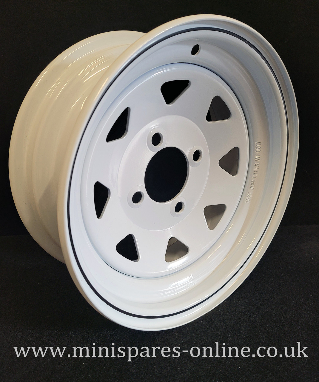 5x12 White Weller Style Steel Wheel Rim or Package for Classic Mini, trailers etc