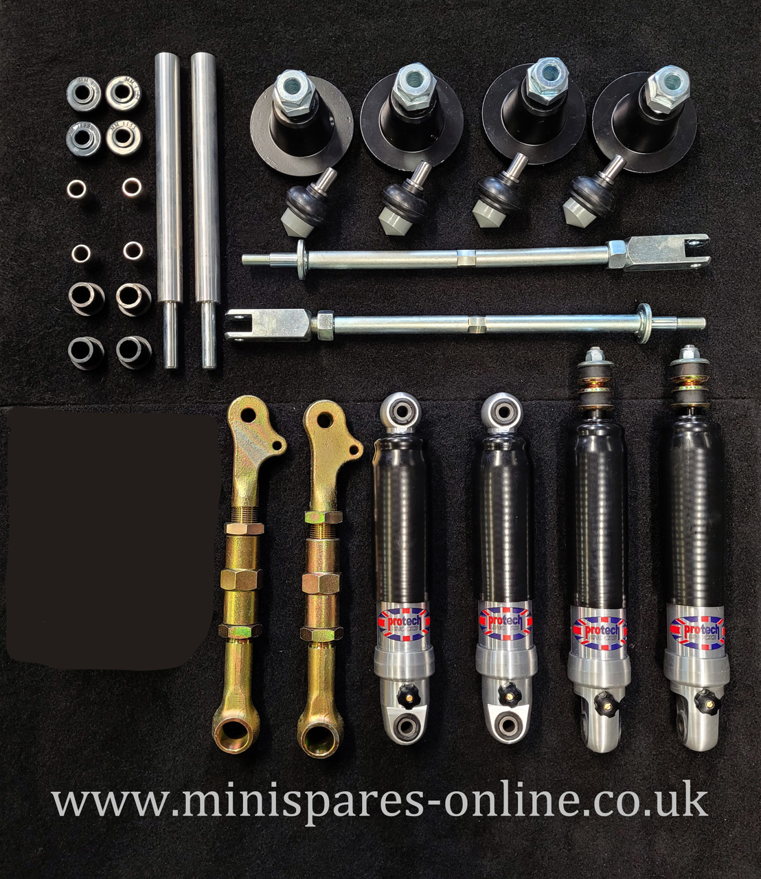 Protech Adjustable Shockers, Heavy Duty Hi-Lo Ride heights & Front Camber Kit For Classic Mini