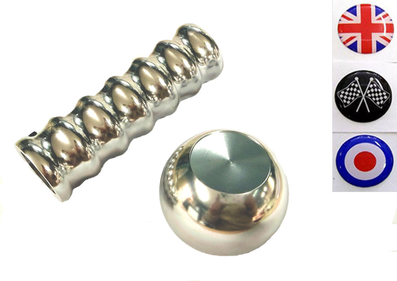 Chrome Handbrake Grip And Gear Knob With Logo Set