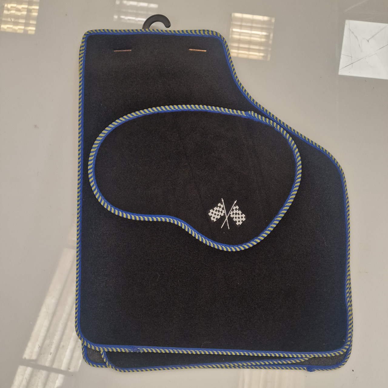 4 Piece Over Mats Set Blue/Yellow Edging With Logo For Classic Mini (M8)