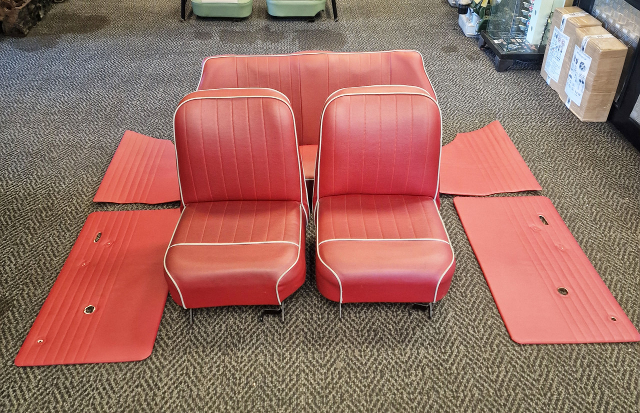 Maroon piped white Mk2 Seat Interior For Classic Mini -USED