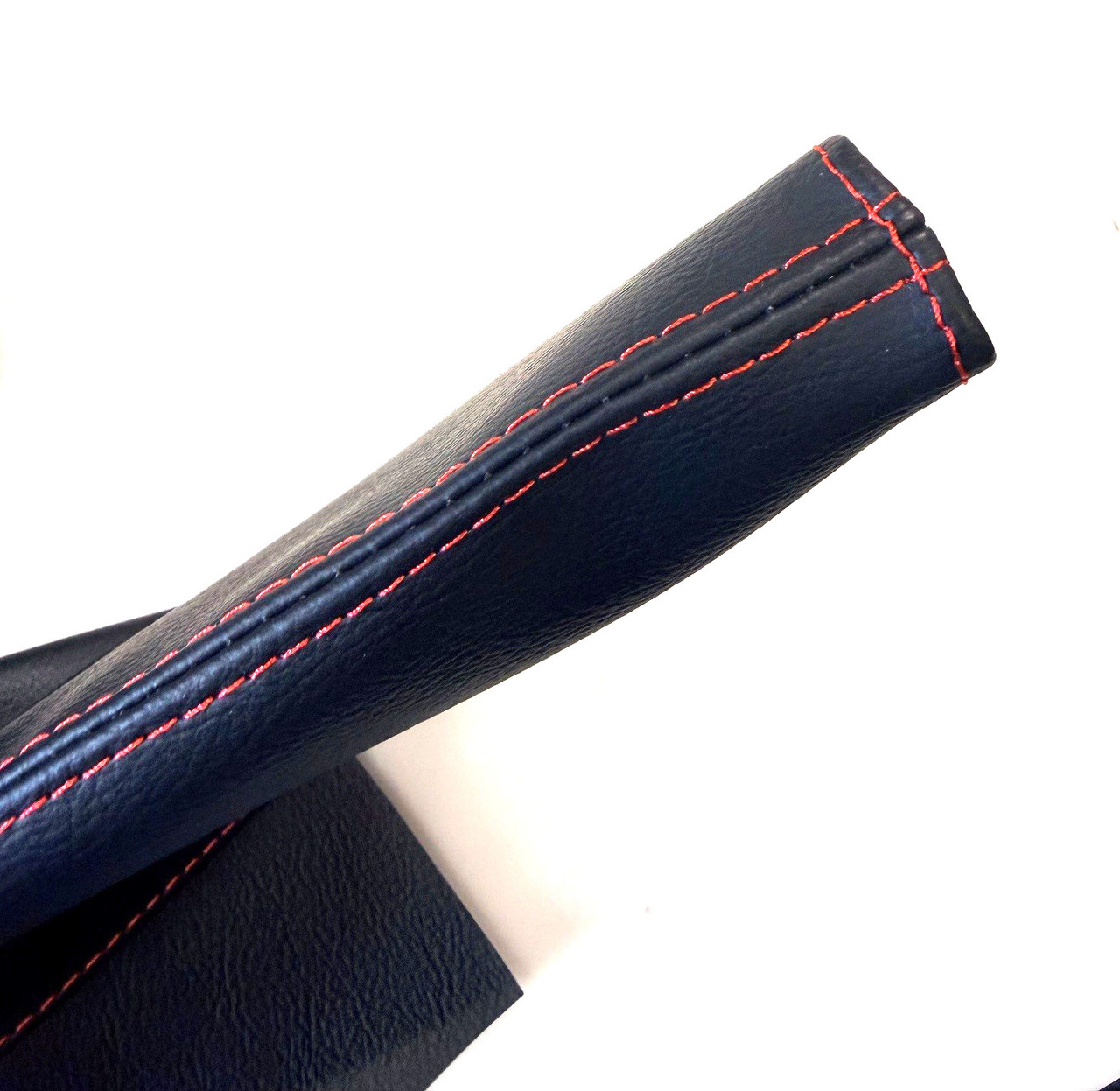 Handbrake and gear gaiter black stitched red pair for classic Mini