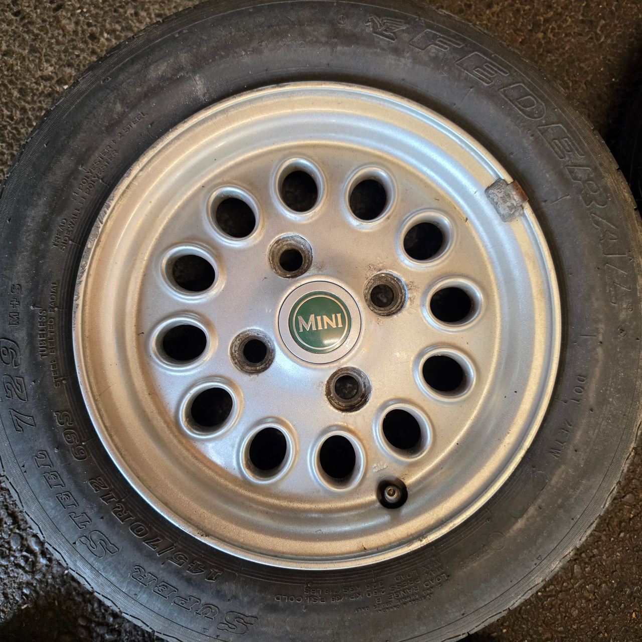 4.5x12 Pepperpot Wheels with 145/70/12 Tyres - USED