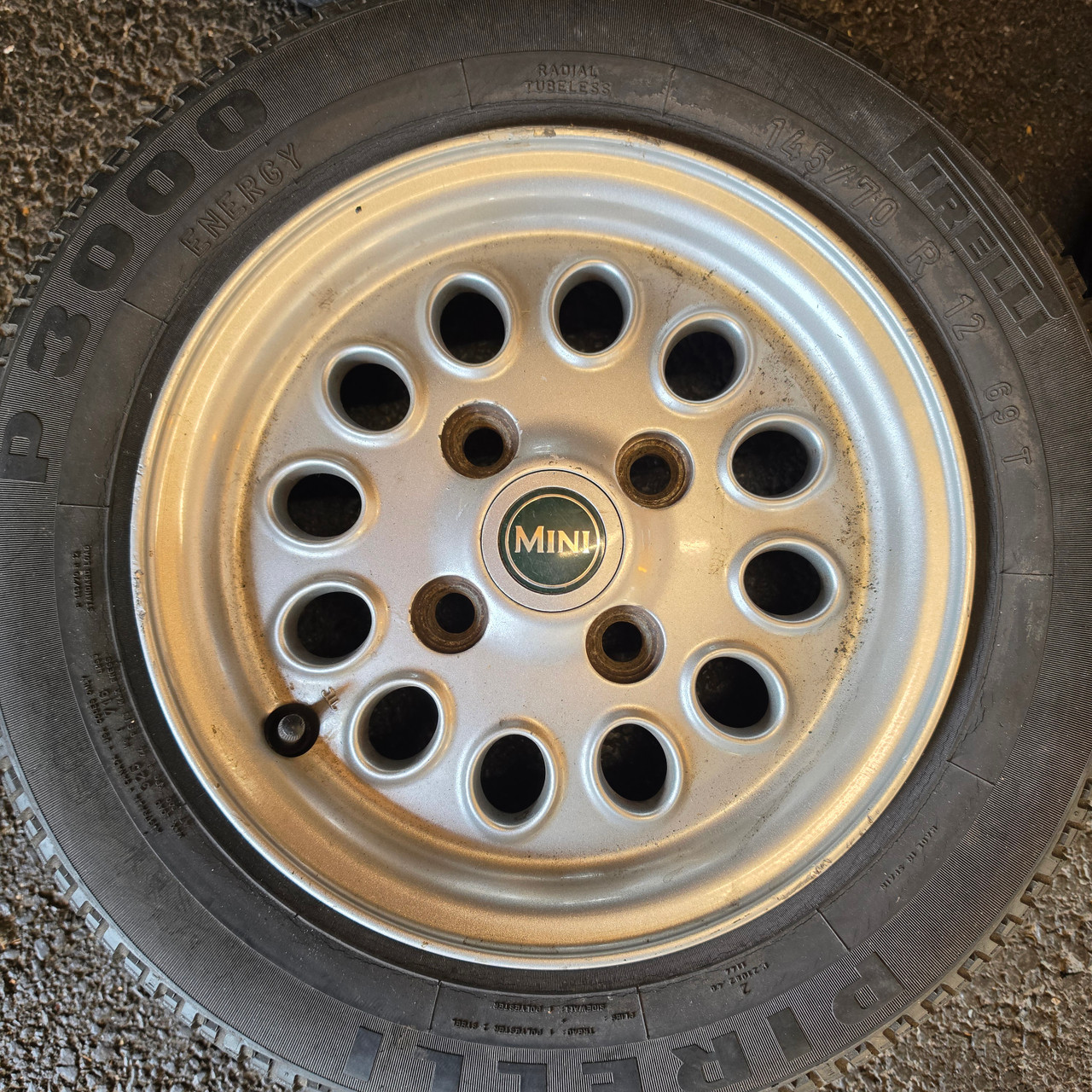 4.5x12 Pepperpot Wheels with 145/70/12 Tyres - USED