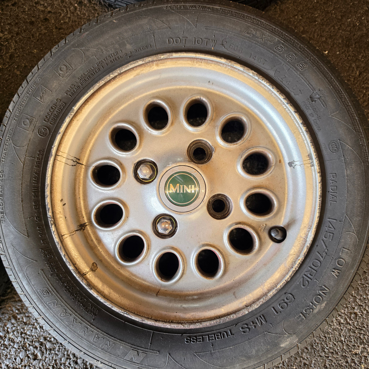 4.5x12 Pepperpot Wheels with 145/70/12 Tyres - USED