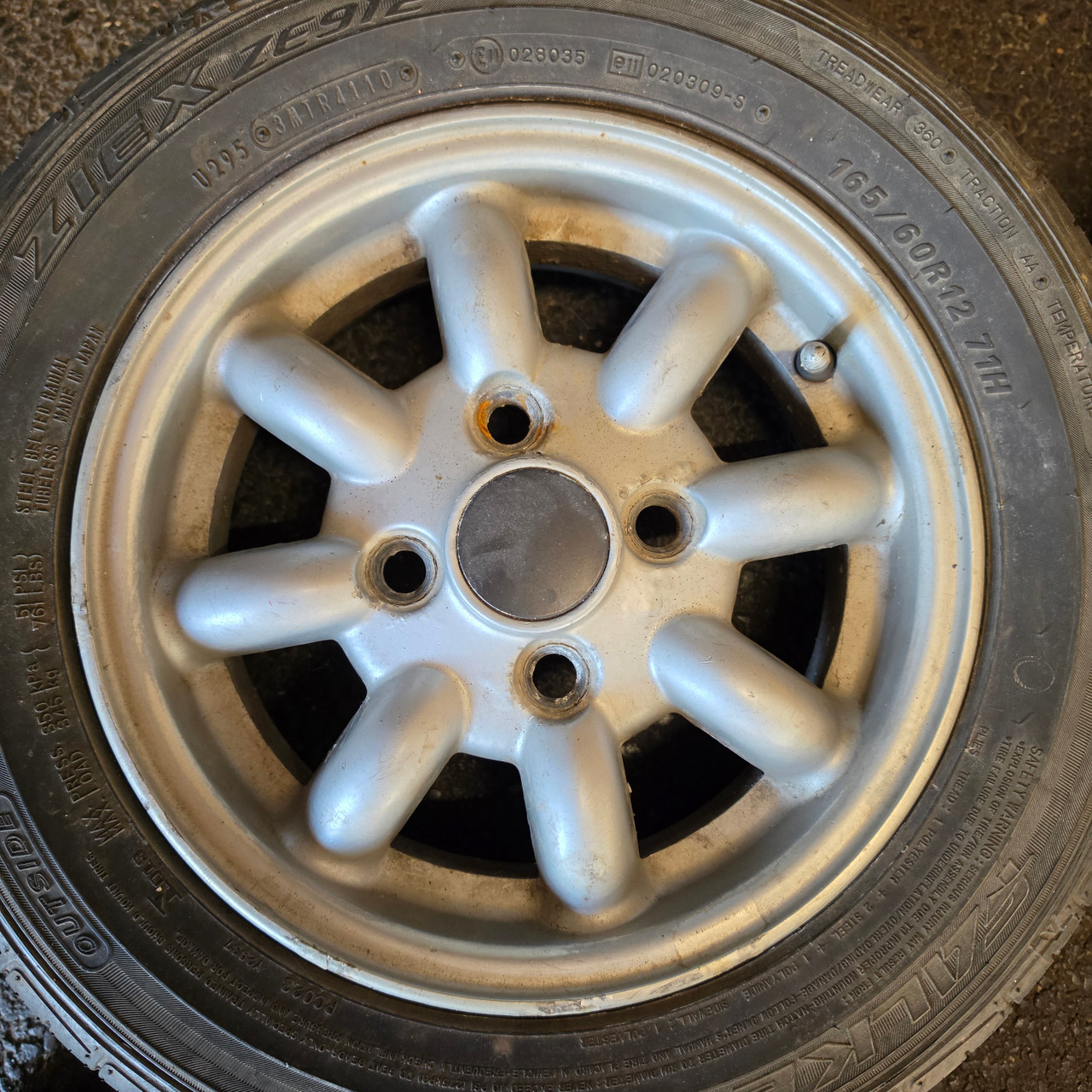 4.5x12 Genuine Rover Wheels with 165/60/12 Tyres - USED