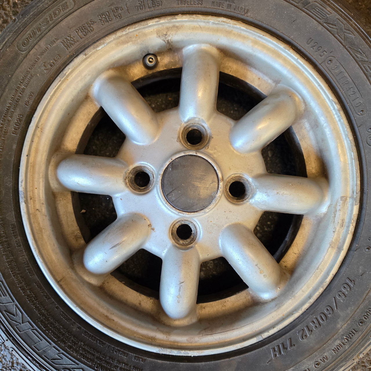 4.5x12 Genuine Rover Wheels with 165/60/12 Tyres - USED