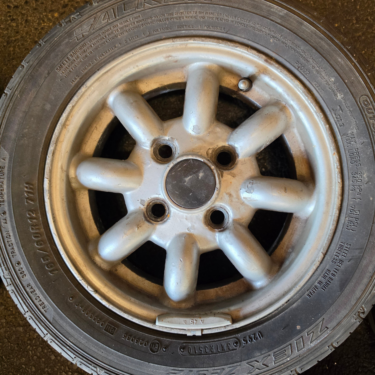 4.5x12 Genuine Rover Wheels with 165/60/12 Tyres - USED