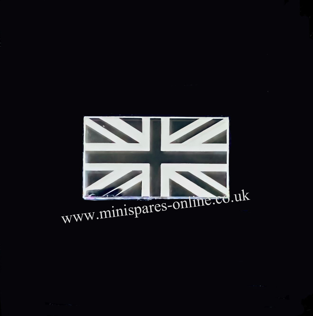 Union Jack black & silver enamel, self adhesive badge for classic Mini