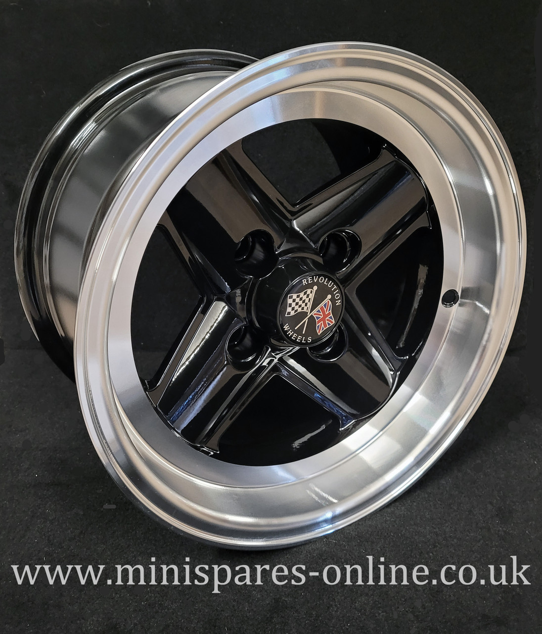 8x13 Black (Polished Rim) Genuine Revolution Alloy Wheel Rim or Package for Classic Mini