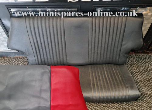 Grey and red vinyl rear seat cover for classic Mini - RS9