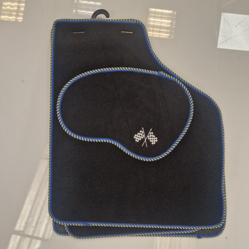 4 Piece Over Mats Set Blue/Yellow Edging With Logo For Classic Mini (M8)