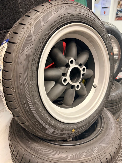 6x12 Rose Petal Matt Black Alloy Wheels And Falken 165/60/12 Tyres 