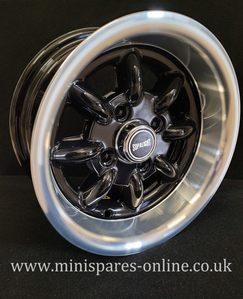 6x12 Black (Polished Rim) Superlight Deep Dish Alloy Wheel Rim or Package for Classic Mini